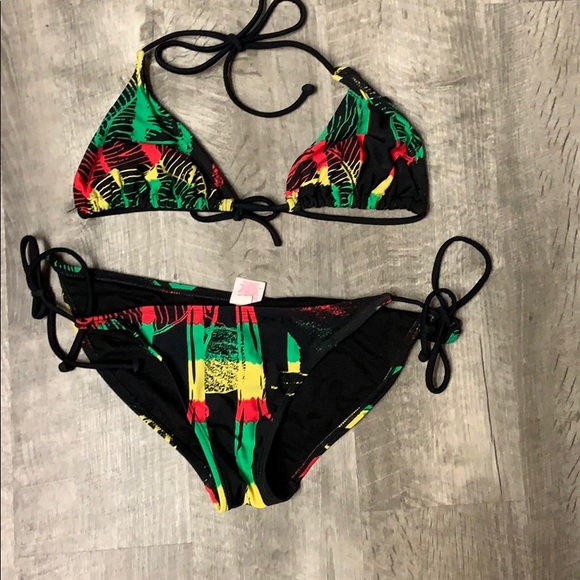 red yellow green bathing suit